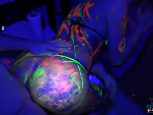 College teenagers glow in the orgy party in a dorm room